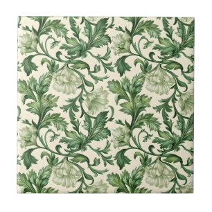 Padrão de folhas de acanto verde escuro ornamentad