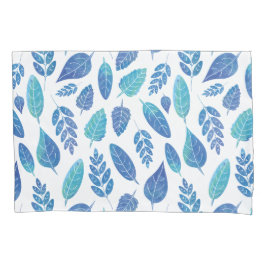 Padrão de Folhas de Aquarela Azul