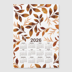 Padrão de Folhas de Cores d'Água do Calendário 202