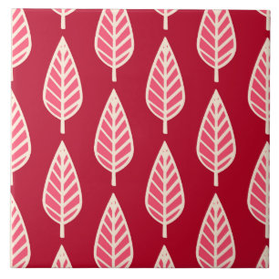 Padrão de folhas de faia - Ruby red e creme