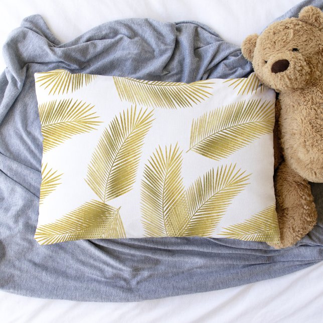 Padrão de Folhas de Folha de Ouro (Gold Palm Leaves Pattern Pillowcase)