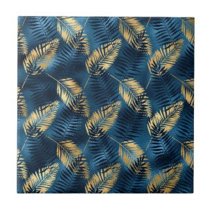 Padrão de Folhas de Palmeira Azul Tropical de Verã