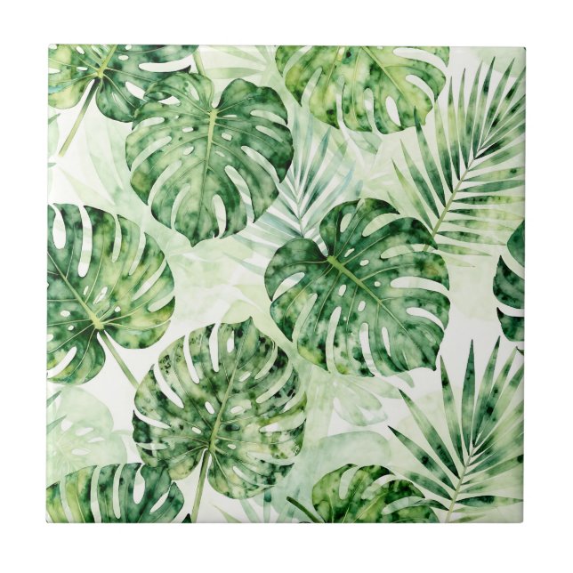 Padrão de Folhas de Palmeira Tropical Monstera em  (Frente)