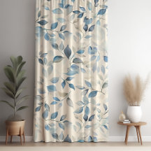 Padrão de Folhas em Aquarela Azul Bege Creme