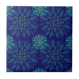Padrão de Folhas Florais Azul e Verde Moderno