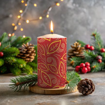 Padrão de Folhas Ilustradas e Vermelhas do Natal e