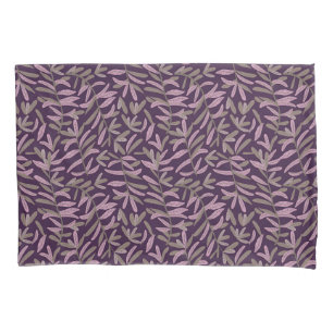 Padrão de Folhas Rosa e Verde sobre Fundo Roxo Esc