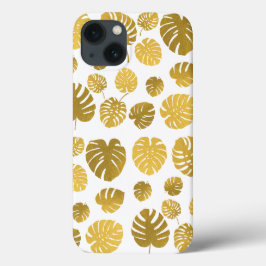 Padrão de Folhas Tropicais de Monstera Dourada Mod