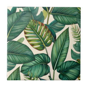 Padrão de Folhas Tropicais de Monstera Palm Verde 