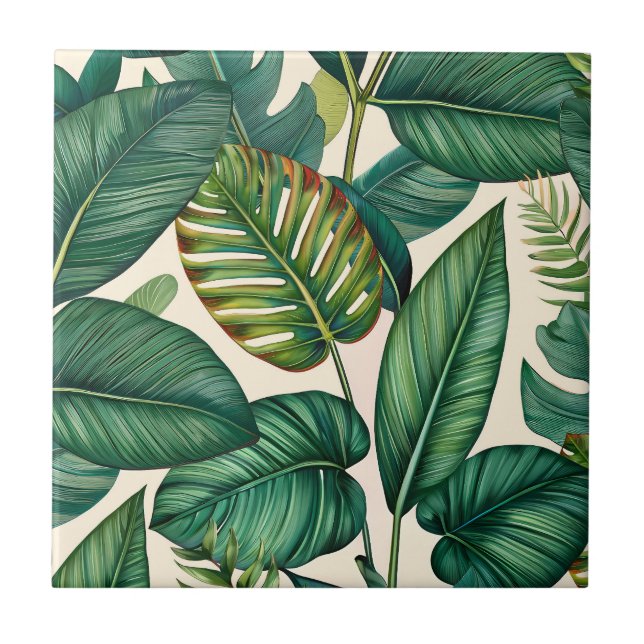 Padrão de Folhas Tropicais de Monstera Palm Verde  (Frente)