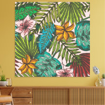 Padrão de Folhas Tropicais - Decoração Floral Boho