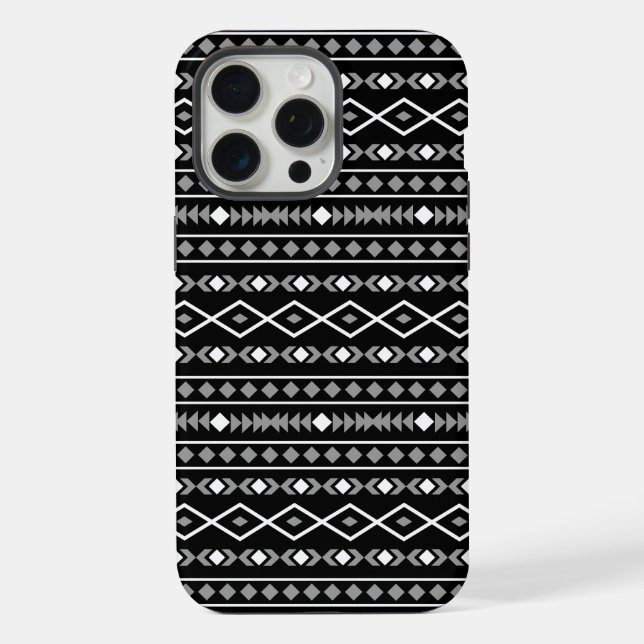 Padrão de Formas Astecas Cinza Branco Preto (Verso)