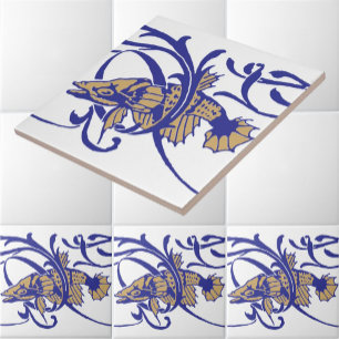 Padrão de friso Art Nouveau 1905 Peixe e Algas