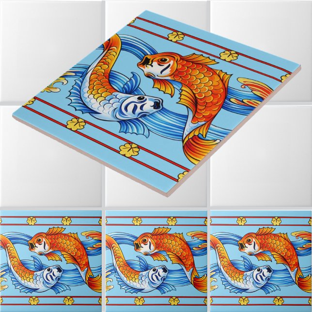 Padrão de friso de peixe Koi Art Nouveau retrô (Criador carregado)