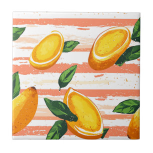 Padrão de Fruta de Mango com Folhas Verdes