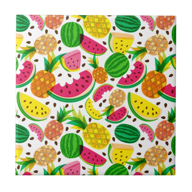 Padrão de Fruta tropical vermelho e amarelo (Frente)