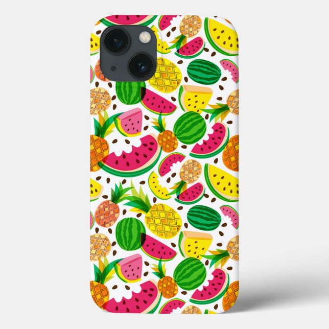 Padrão de Fruta tropical vermelho e amarelo (Verso)