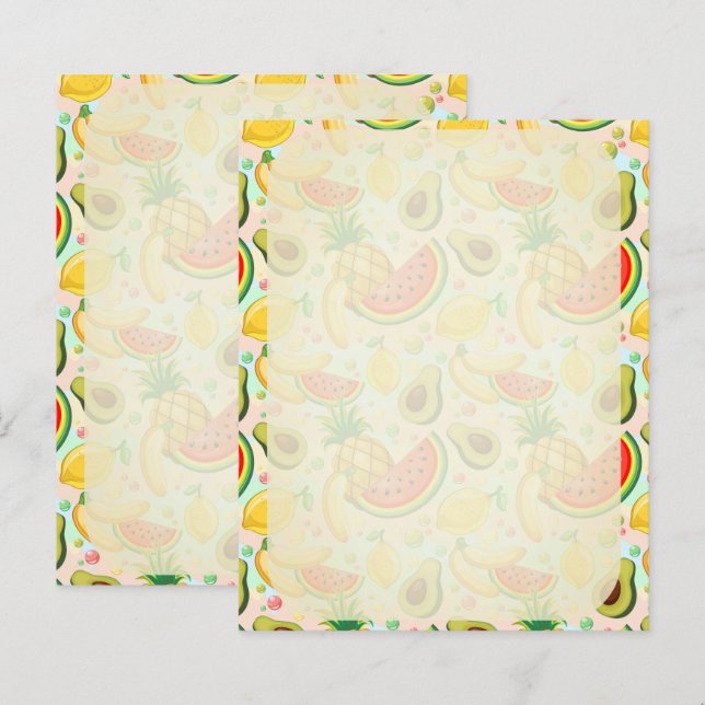 Padrão de Frutas de Verão Fresco (Frente/Verso)