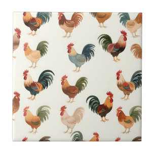 Padrão de Galo Vintage Estilo Fazenda