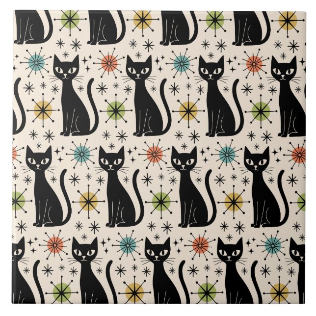 Padrão de Gato Atômico Moderno de Meados do Século (Frente)