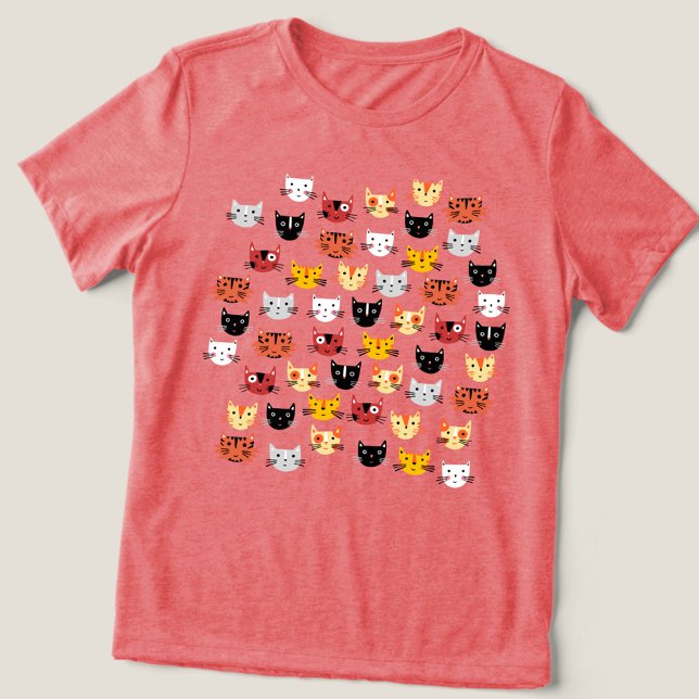Padrão de Gato Bonito (Fun kitty cat pattern t-shirt)