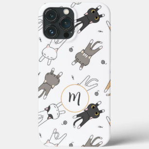 Padrão de gato divertido e caprichoso seu monogram