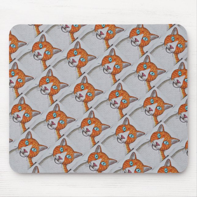 Padrão de gato laranja e branco Mousepad (Frente)