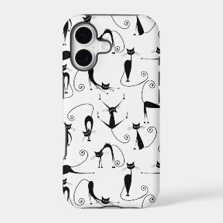 Padrão de Gato Preto Esbranquiçado Whimsical