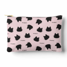 Padrão de Gato Preto Fofo Kitty Meow Rosa