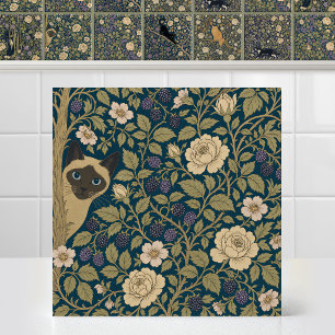 Padrão de Gato Siames do William Morris Art Nouvea