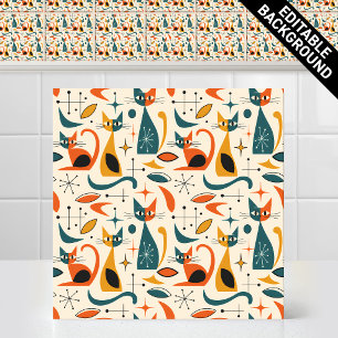 Padrão de gatos retrô moderno de meados do século