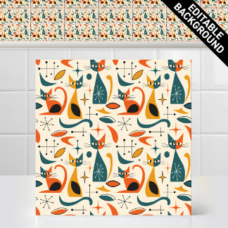 Padrão de gatos retrô moderno de meados do século