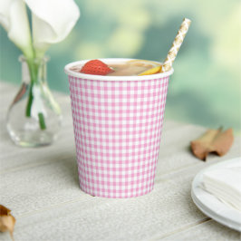 Padrão de Gingham Branco e Rosa Elegante