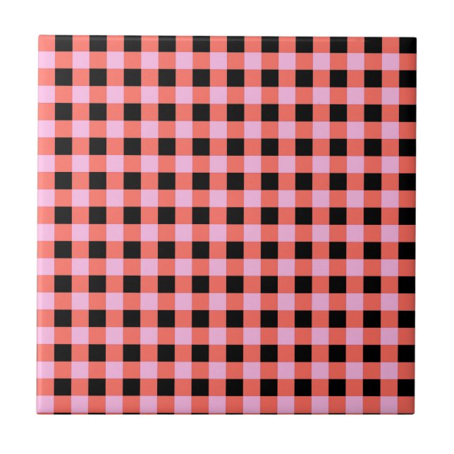 Padrão de Gingham, com Verificação a Preto, Rosa (Frente)