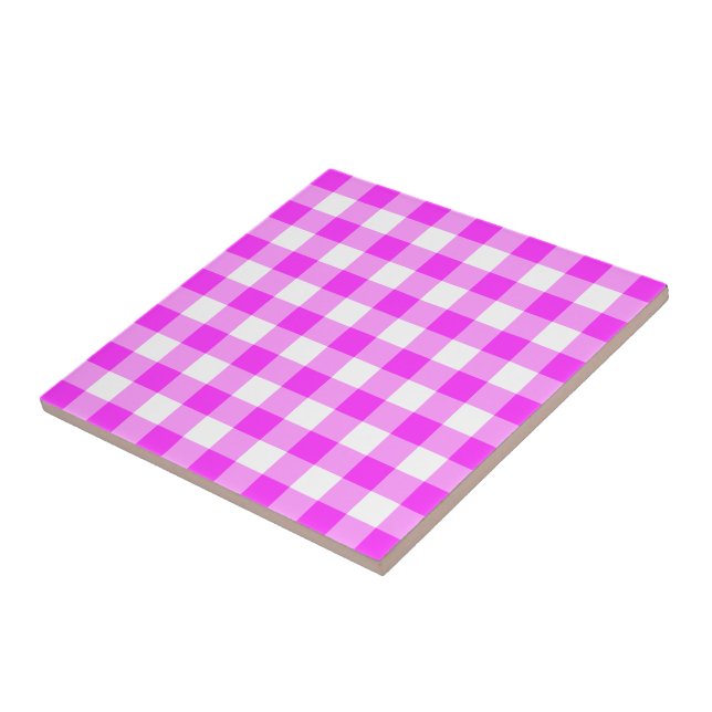 Padrão de Gingham Cor-de-Rosa e Branco (Lateral)
