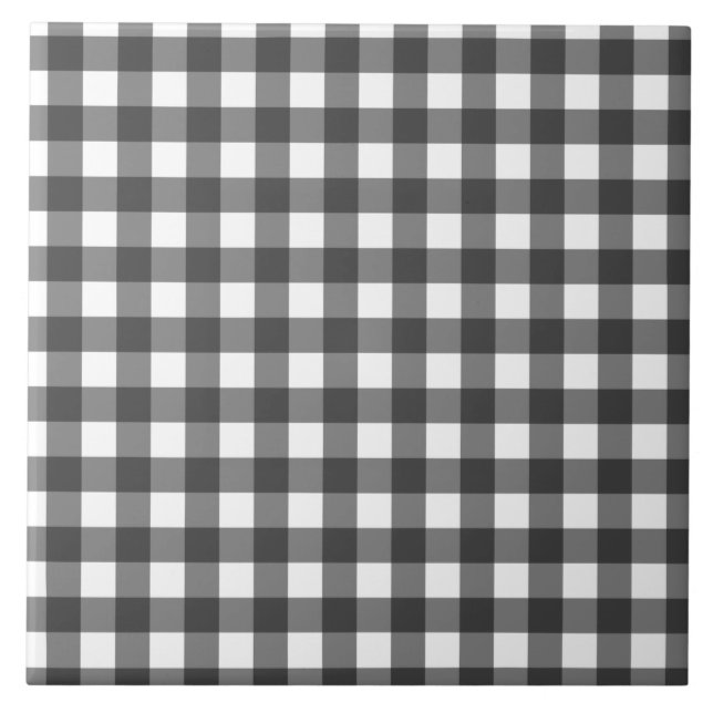 Padrão de Gingham Impressão de Vichy Preto e Branc (Frente)