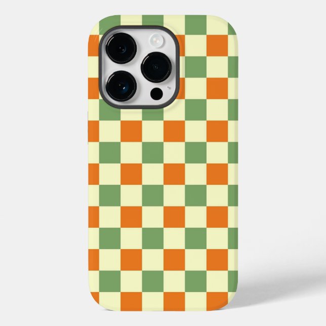 Padrão de Gingham - Laranja Verde Marrom (Verso)