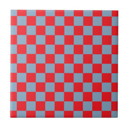 Padrão de Gingham Verificado com Azul Vermelho