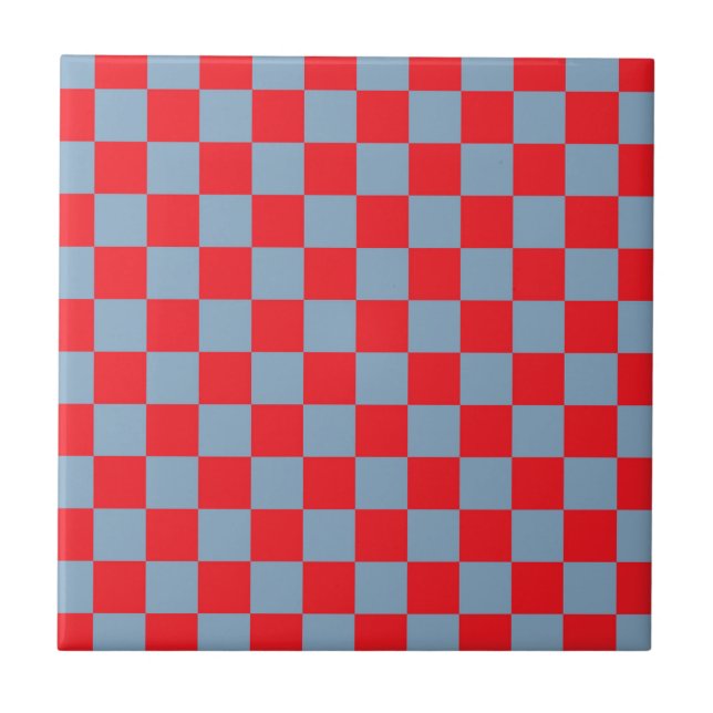 Padrão de Gingham Verificado com Azul Vermelho (Frente)