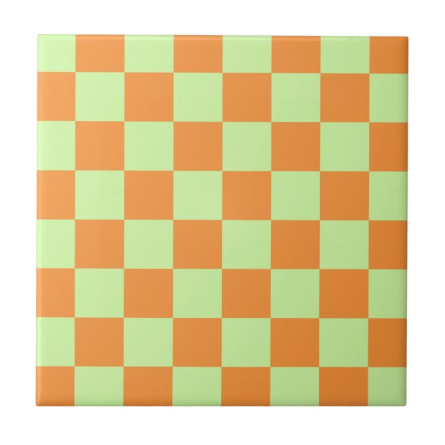 Padrão de Gingham Verificado em Laranja Verde (Frente)