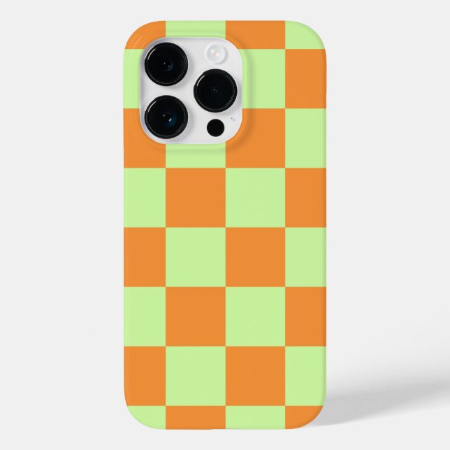Padrão de Gingham Verificado em Laranja Verde (Verso)