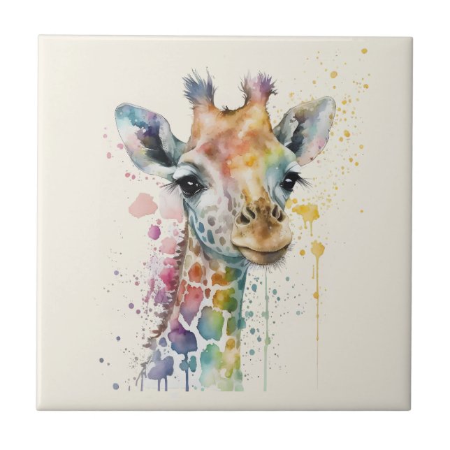 Padrão de Girafa em Aquarela de Marfim Atemporal (Frente)