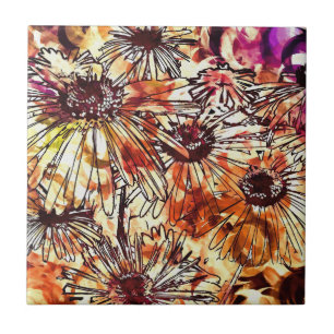 Padrão de Girassol com Tinta Abstrata