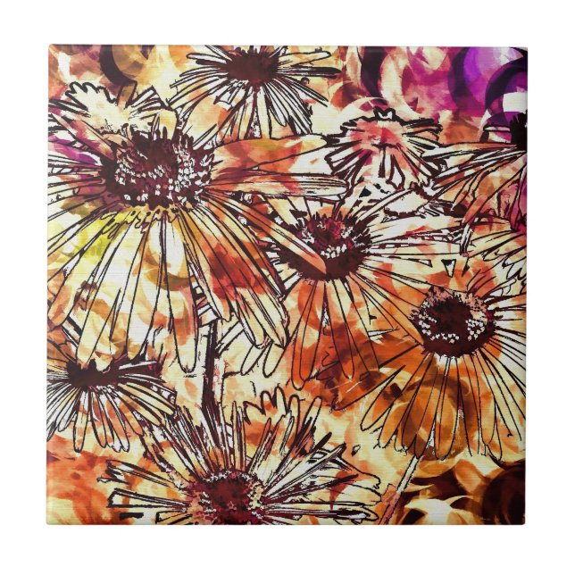 Padrão de Girassol com Tinta Abstrata (Frente)