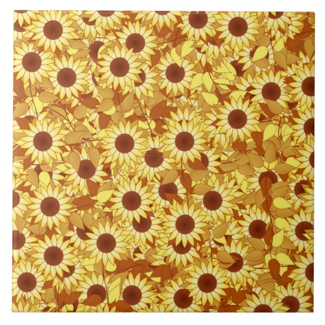 Padrão de girassol - ouro, amarelo e castanho (Frente)