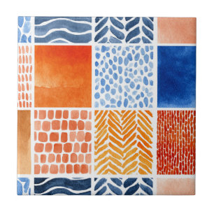 Padrão de grade de aquarela vibrante em azul e lar