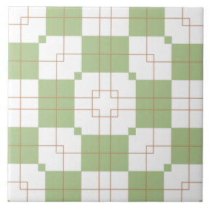 Padrão de Grade de Checkerboard Verde Sage