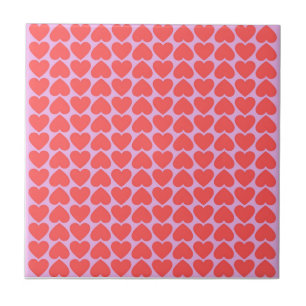 Padrão de Grade de Coração Vermelho Rosa Y2K