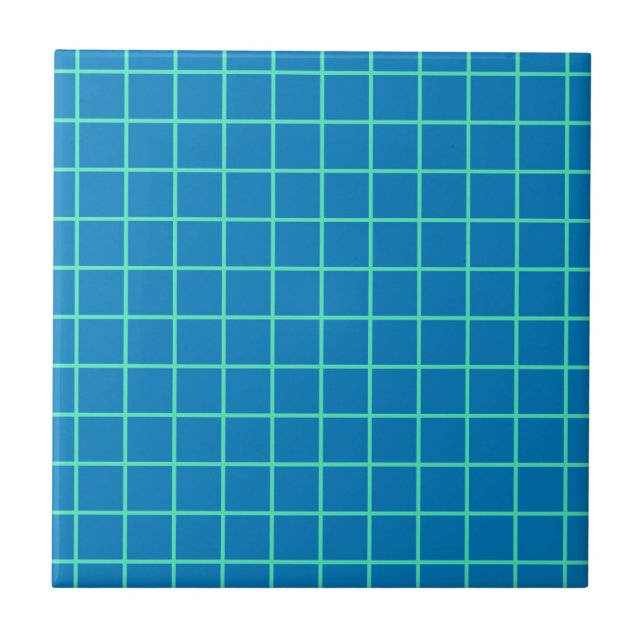 Padrão de grade em azul e verde menta (Frente)
