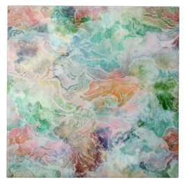 Padrão de Grunge de Aquarela Abstrata Oceânica